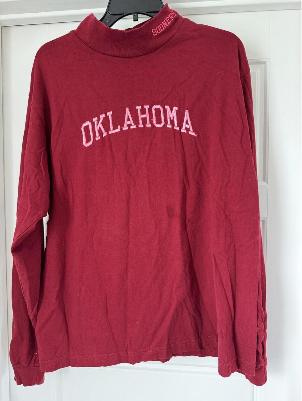 Red Oak Sportswear Women's Oklahoma Sooners Mock Neck Long Sleeve T-Shirt Size L